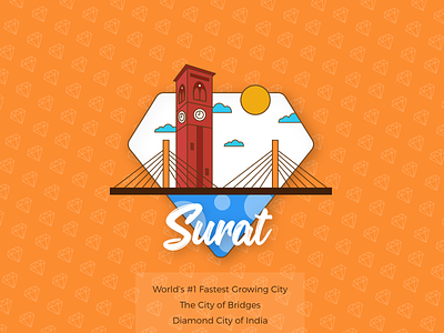 Surat – The City of Bridges | Weekly Warm-Up! art city city illustration cityscape design drawing gujarat icon illustration logo symbol ux vector