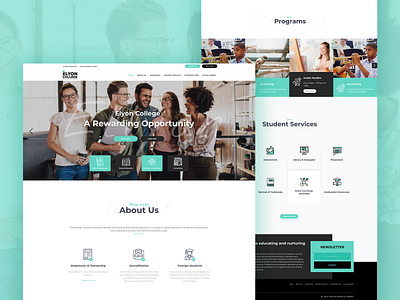 Collage website Landing Page UI Design 2020 collage green landingpage school student surat template website website builder