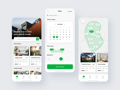 House Rental Application app application cottage design home mobile rent rental ui ux