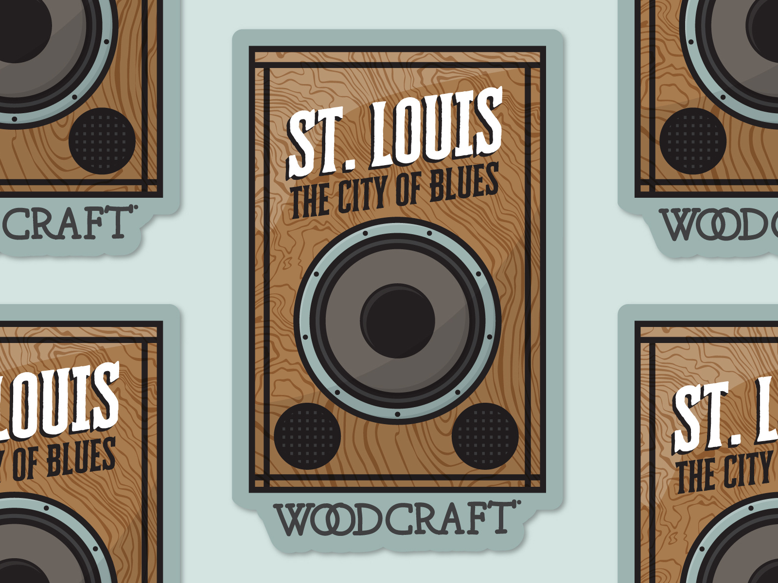 Woodcraft Stickers St. Louis, The City of Blues by Jessica Green on