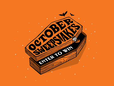 October Sweepstakes Lettering Concept II, 2022 autumn bats bone bones coffin fall halloween hocus pocus illustration inktober lettering magic october spooky stake stakes sweepstakes vampire witch witchcraft