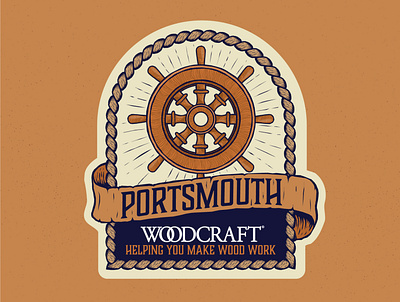 Woodcraft of Portsmouth Sticker anchor beach boat helm illustration lighthouse lumberjack nautical new england new hampshire nh ocean pirate portsmouth rope sea ship wood woodcraft woodworking