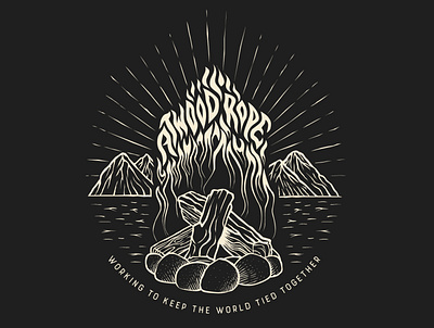 Atwood Rope T-Shirt (Back), 2022 adventure atwood backpacking campfire camping fire forest hike hiking hippie illustration landscape lettering mountains nature outdoors rope shirt survival survivalist