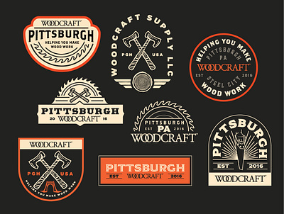 Woodcraft of Pittsburgh Badges, 2022 axe badge blade carpenter carpentry handcrafted industrial logo lumberjack pennsylvania pittsburgh retro saw steel city tools vintage wood woodcraft woodwork woodworking