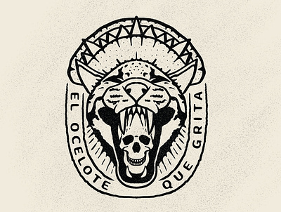 The Screaming Ocelot Logo, 2023 animals aztec burrito cat food graphic design illustration jaguar jungle logo mayan mexican mexico ocelot restaurant skull spice taco teeth wildlife