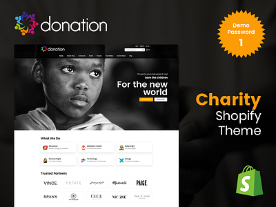 Donation Charity Shopify Theme & Template charity shopify theme donation theme shopify shopify template template theme