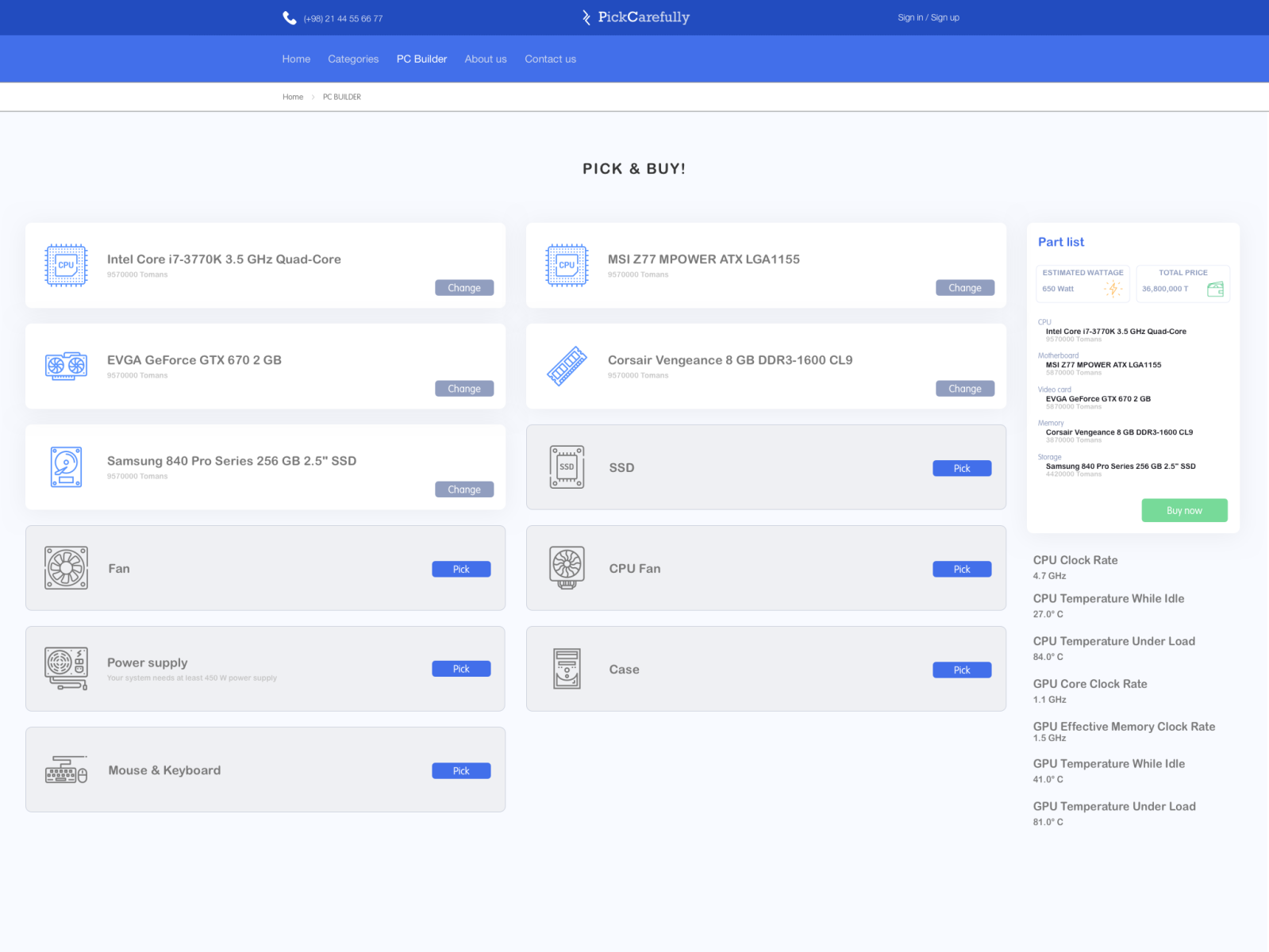 Online PC part picker by Siavash Keshmiri on Dribbble