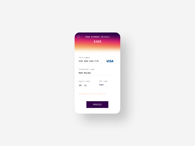 Payment card app design interface mobile rolina ui ux