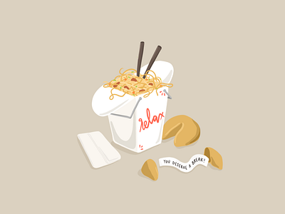 Takeout Friday chinese chinesefood chopsticks design fastfood food graphic design illustration noodles relax selfcare takeout takeoutbox