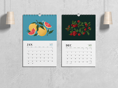 Fruitful 2022 Calendar calendar design food fruit graphic design illustration printdesign procreate