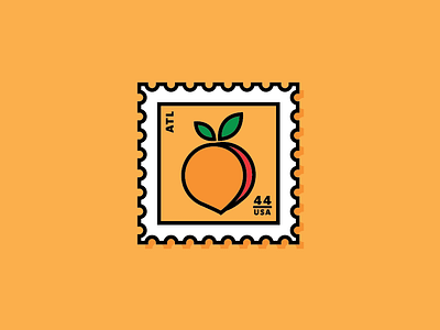 georgia stamp icon illustration orange peach postage stamp vector