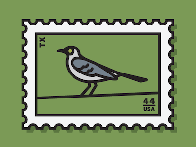 northern mockingbird bird blue green illustration mockingbird stamp texas vector