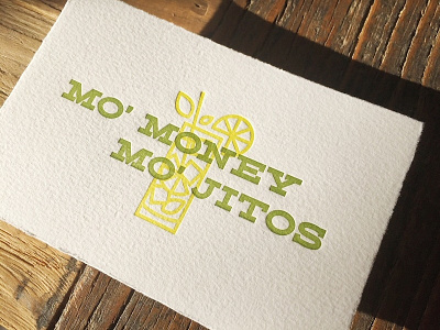 mo' mo' mo'jitos alcohol beverage card cute drink for sale icon illustration letterpress money vector