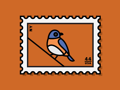 eastern bluebird bird bluebird cute icon illustration new york stamp vector
