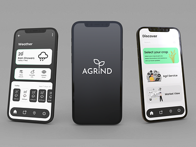 AGRiND App for Farmers agriculture app branding concept design farming graphic design illustration logo plant typography ui ux vector