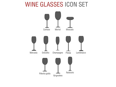 Wine glasses icon set