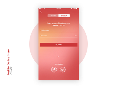 Fasilite E Commerce Mobile App UI/UX Design e commerce ios app e commerce mobile app fasilite flat design ios ui design iphone mobile app login screen ui design materiel design sign in screen ui design sign up screen ui design ui designs ux design