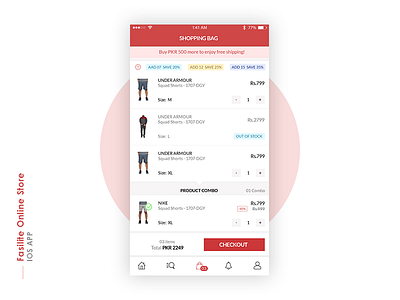 Fasilite E Commerce Mobile App UI/UX Design shopping bag ui design