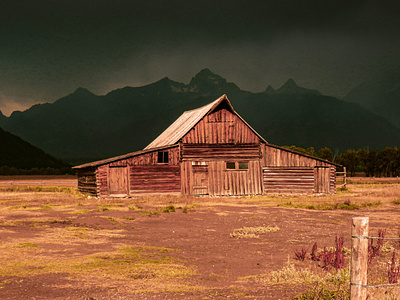 Old Mormon Barn in Grand Teton National Park design graphic design illustration