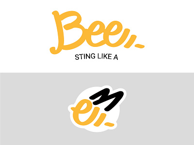 Sting like a BEE bee branding calligraphy handwriting lettering sticker sting sting like a bee writing yellow