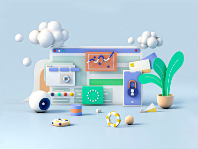 Illustration 1 3d 3d animation 3ds max app c4d game graphicdesgn illustration infographic interface interface design isometric landing page lowpoly minimal render texture ui ux web design website