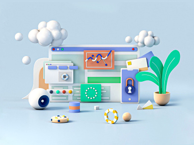 Illustration 1 3d 3d animation 3ds max app c4d game graphicdesgn illustration infographic interface interface design isometric landing page lowpoly minimal render texture ui ux web design website