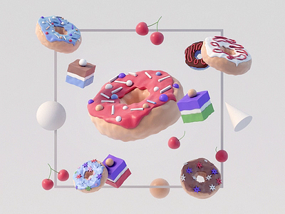 Donut 3d 3d animation app donut food game illustration interface isometric landing page landingpage lowpoly modeling motion render uiux video web web design