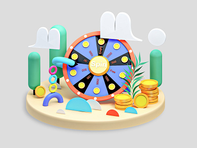 Spin 3d 3d animation app building city game icon icons illustration interface isometric landing page landingpage lowpoly motion render tree ui ux vector webdesign
