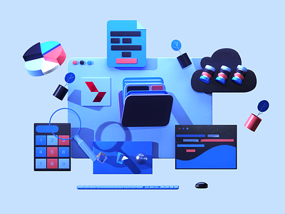 Back office 3d 3d animation 3dsmax aftereffects app game icon illustration interface isometric landing page lowpoly motiongraphic office render texture ui ux video web design wireframe