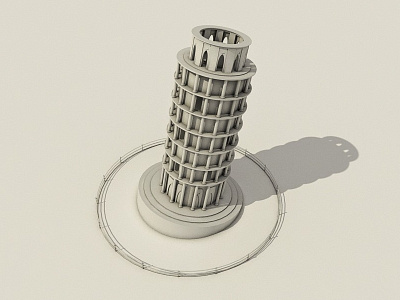 Tower of Pisa 3d arhitecture building clean design geometric illustration pisa rendering sun tower vray