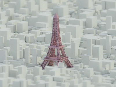 Paris and Eiffel Tower 3d arhitecture building city design history illustration render sun