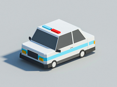 Police car 3d car city illustration isometric lowpoly police rendering vray