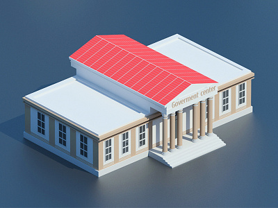 Government center 3d arhitecture building iso isometric lowpoly model render streets