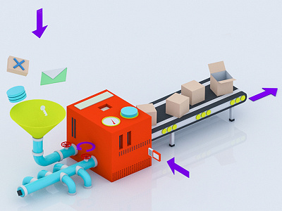 Production 3d arhitecture factory illustration isometric lighting production render vray