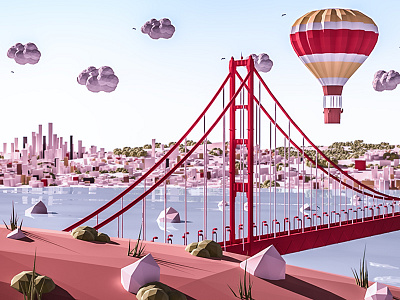 San Francisco 3d arhitecture building game ios isometric lowpoly render sanfrancisco vray