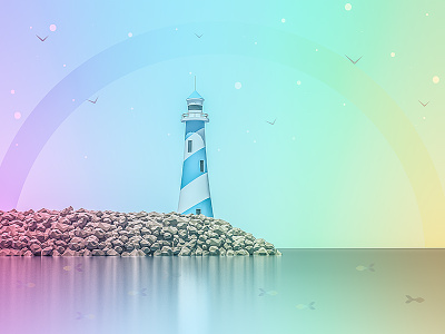 Lighthouse 3d building flat game illustration ios iso isometric lighthouse lowpoly render vector