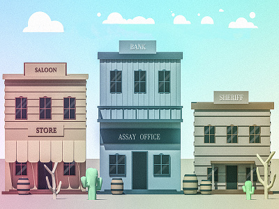 Old Western Town WIP 3d building city illustration iso isometric low lowpoly poly saloon vector western