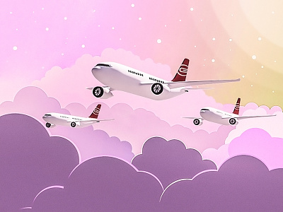 Airplanes 2d 3d airplane cloud flat game gradient illustration lowpoly sky stars vector