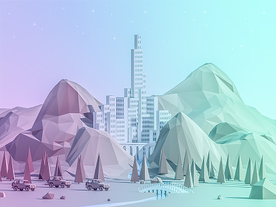 Desert Race-Final 3d builidng car city flat game iso isometric llustration lowpoly race vector