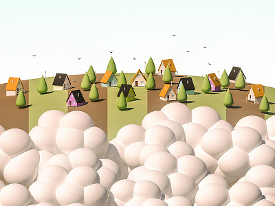 In The Clouds 3d building city flat game illustration ios iso isometric lowpoly render vector