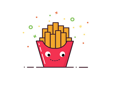French fries 2d app fast food flat french fries icon illustration junk food landing page line art logo vector