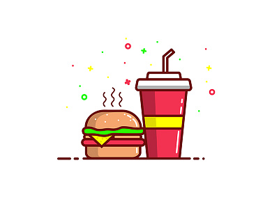 Junk Food 2d coke fastfood flat food illustration lineart simple texture vector