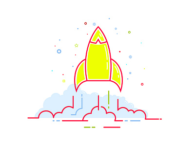 Rocket 2d app cloud flat icon illustration landing page logo rocket sky vector web