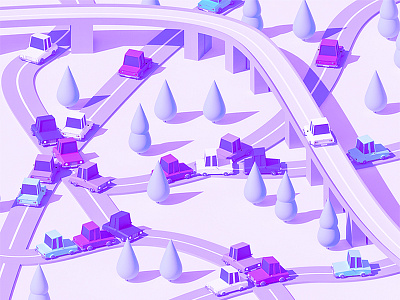 Traffic jam 3d building city flat game illustration ios iso isometric lowpoly render traffic