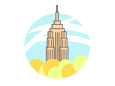 New York 2d app building cloud flat icon illustration landmark new york sky vector web