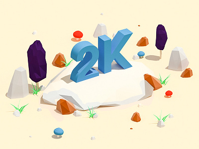 2K 3d followers game illustration ios iso isometric landscape low poly lowpoly render stone