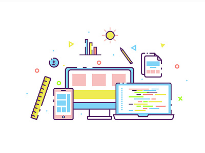 Web Design 2d app business design development icon illustration laptop linear ui web