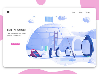 Save The Animals 3d animals explore illustration interface ios landing page register sign in ui ux web