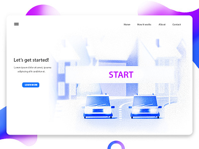 Start buildings cars illustration interface ios landing page low poly race register texture ux ui web