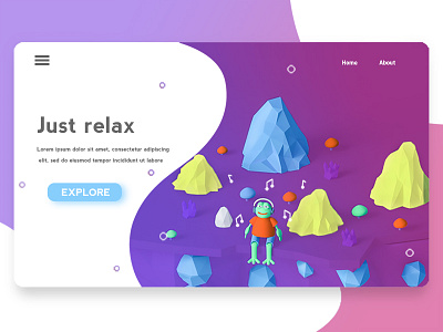 Just Relax 3d crypto currency design illustration interface landing page minning music ui ux user web design